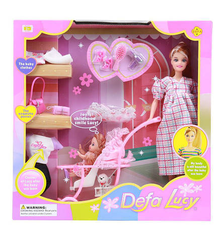 Лялька Defa Lucy 8049 з дитиною та коляскою / Лялька Defa Lucy вагітна з дитиною, фото 1