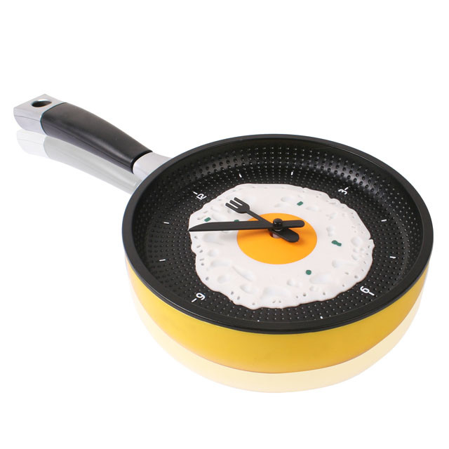 Кухонний годинник сковорода "Яєчня глазунья" настінний/Жовті