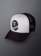 Спортивная кепка Bape, Бейп, тракер, летняя кепка, мужская, женская, черного и белого цвета,