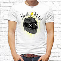 Чоловіча футболка з принтом Шлем мотоцикліста Hello Moto! Push IT