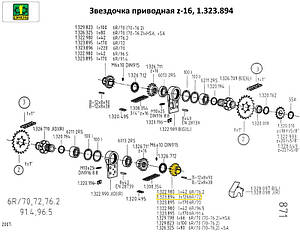 ぐりこページ 1.329.798 Зірочка z-16 OROS, 1.329.798 Звездочка приводная z-16