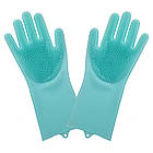 Силіконові багатофункціональні рукавички для миття й чищення Magic Silicone Gloves Бірюзовий, фото 8