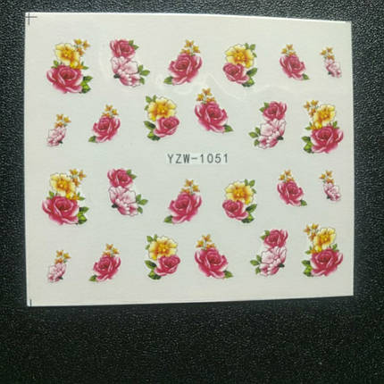 Наклейка на нігті, наклейка для нігтів, нігтьовий дизайн "квіти" 20 шт. набір, фото 2
