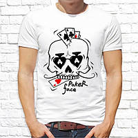 Мужская футболка с принтом Череп "Poker face" Push IT