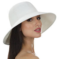 Шляпа женская средние поля цвет белый с синим, чёрным и белым кантом