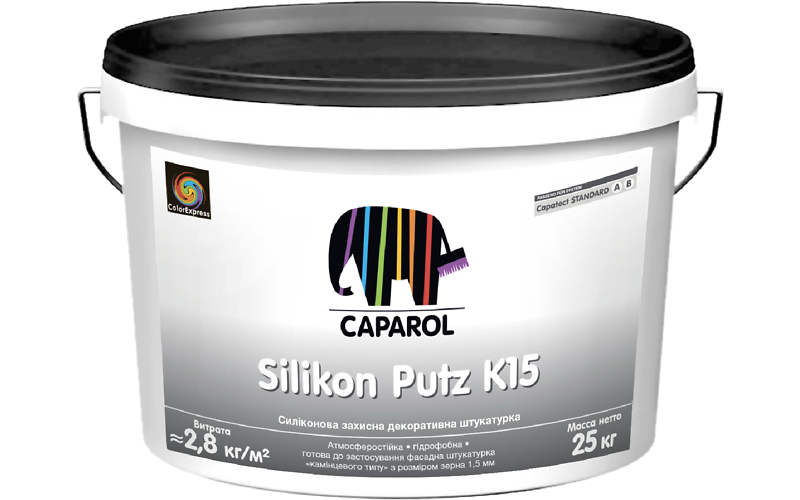 Силіконова декоративна штукатурка Capatect Standard Silikon Putz К15/К20/R20, База біла, 25 кг.