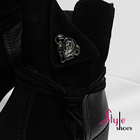 Черевики жіночі зимові чорні з замшевим оздобленням «Style Shoes», фото 3