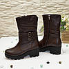 Черевики жіночі шкіряні на товстій підошві, колір коричневий, фото 2