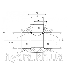 Схема трійника з поліпропілену з перехідним діаметром