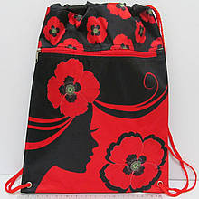 Мішок для взуття зі змійкою "Дівчина та маки" JO-16041 42*32,5см