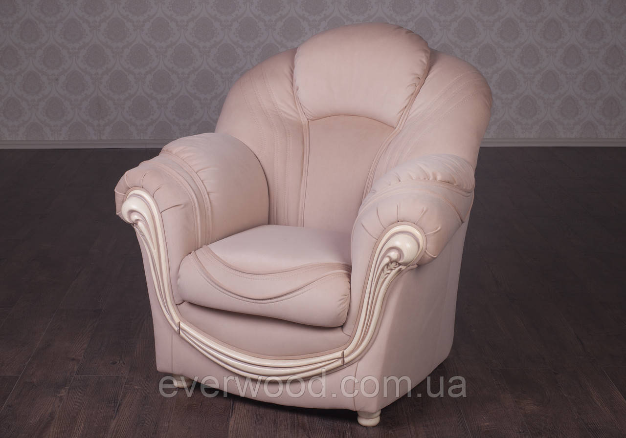Класичне м'яке крісло "Мальта" під замовлення. 100% українське виробництво, каркас з натурального дерева