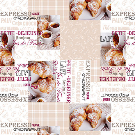 Клейонка для столу на флiзелiновiй основі принт Круасани