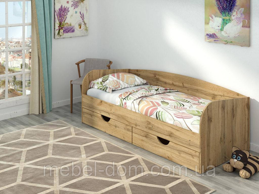 Односпальне ліжко Соня-3 зі спинкою і з висувними шухлядами