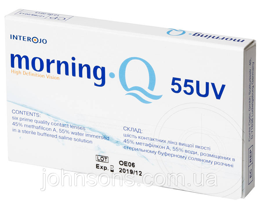 Контактні лінзи Morning Q55 UV (6 шт), Лінзи контактні Morning Q55 UV, Контактні лінзи Морнинг 55