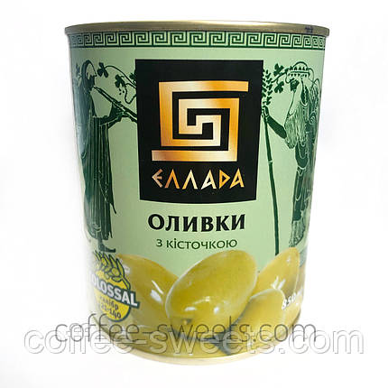 Оливки c кісточкою "Еллада" (colossal калібр 121-140) 850гр, фото 2