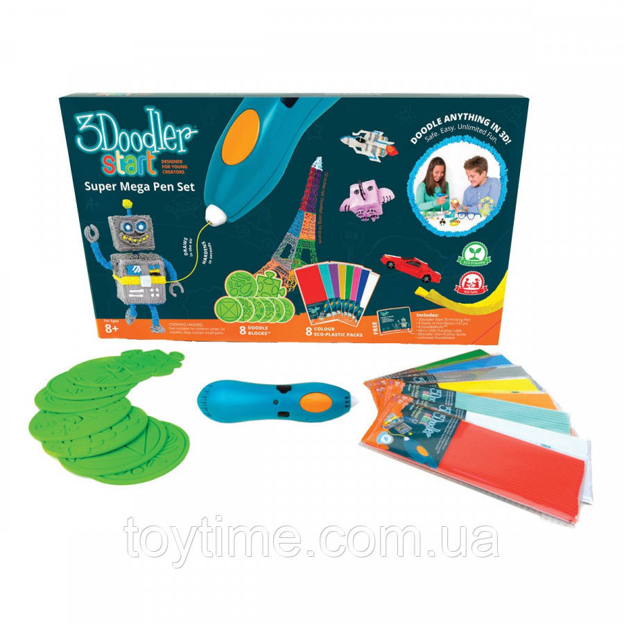 Набір 3Д ручка 3Дудлер Мегакреатив (192 стрижня, 8 шаблонів) / 3Doodler Start Mega 3D Pen Set