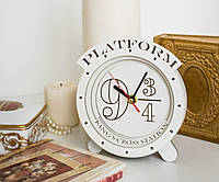 Часы Гарри Поттер Платформа 9 ¾ Круглые часы Часы белые Настольные часы Кварцовые часы 15 см