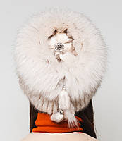 Жіноча хутряна шапка на трикотажній основі, Модель "Корона", хутро — норка та песик, колір "Королий лід", фото 3