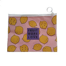 Косметичка жіноча силіконова прозора з малюнком Lemon 20,2*15,7 см (розмір М)