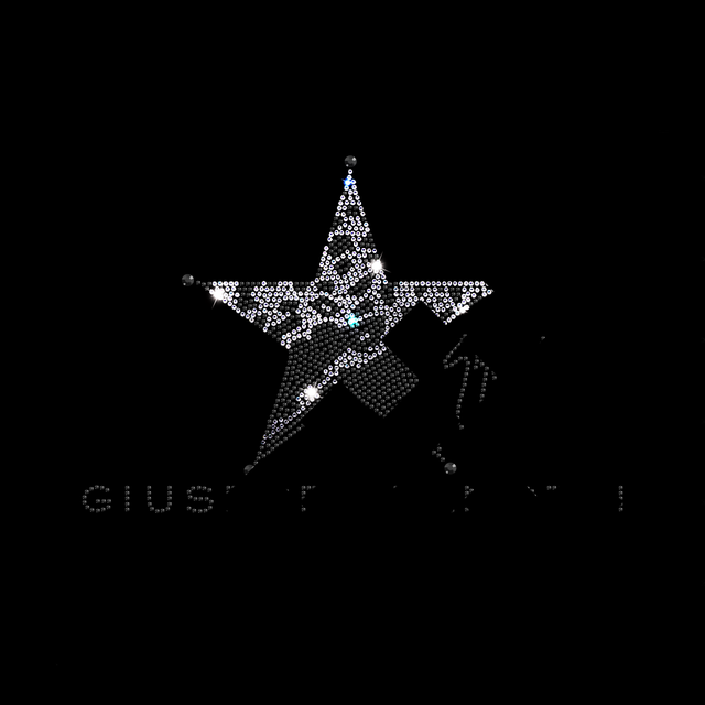 Картинки из страз на кашемир Логотип со звездой (Стекло, 2мм-кристалл, 2мм-гематит, 6.5мм-гематит) - фото 1 - id-p1018546963