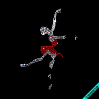 Переводки на головные уборы Девушка в танце (Стекло, 2мм-кристалл, 2мм-красный)