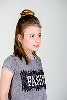 Модная детская футболка для девочки с надписью MEK Италия 191MIFN007 Серый