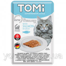 TOMi Sterilised Salmon in Jelly ТОМІ СТЕРИЛАЙЗИД ЛОСОСЬ В ЖЕЛЕ ,85 гр, фото 1