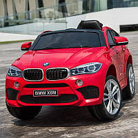 Детский электромобиль БМВ Х6 BMW X6 красный (белый, черный). JJ2199EBR-3. Колеса EVA, кож. сидение, свет, USB.