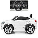 Дитячий електромобіль Джип JJ 2199 EBLR-1, BMW X6M, шкіряне сидіння, колеса EVA, білий, фото 6