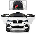 Дитячий електромобіль Джип JJ 2199 EBLR-1, BMW X6M, шкіряне сидіння, колеса EVA, білий, фото 7