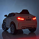 Дитячий електромобіль Джип JJ 2199 EBLR-1, BMW X6M, шкіряне сидіння, колеса EVA, білий, фото 9