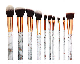 Набір кистей для макіяжу MAANGE makeup brush set Marble сірий (10шт)