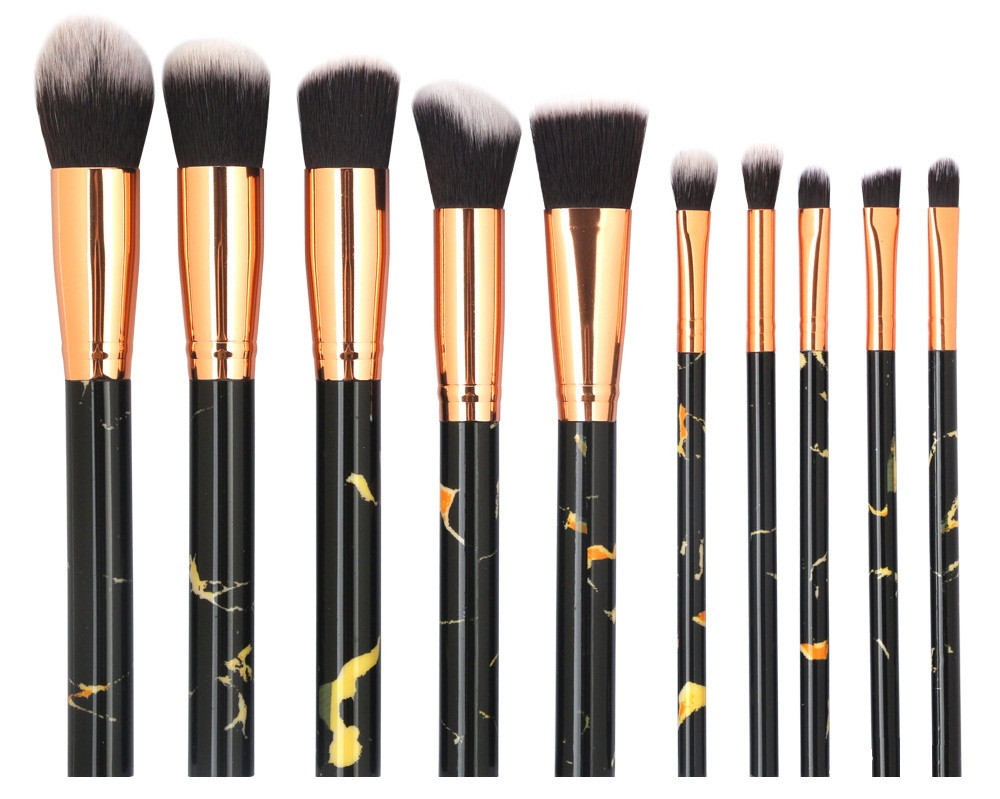 Набір кистей для макіяжу MAANGE makeup brush set Marble чорний (10шт)