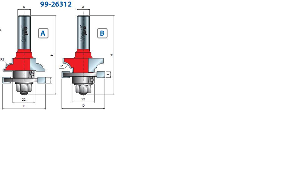 Фрези Freud Pro для виготовлення обв'язування меблевого фасаду серія 99-26312 D42.9h19H77 Freud