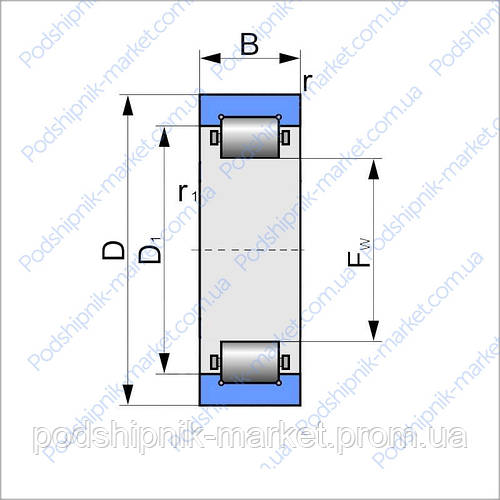 Купить 292207КМ (URB ) подшипник радиальный роликовый с короткими ...
