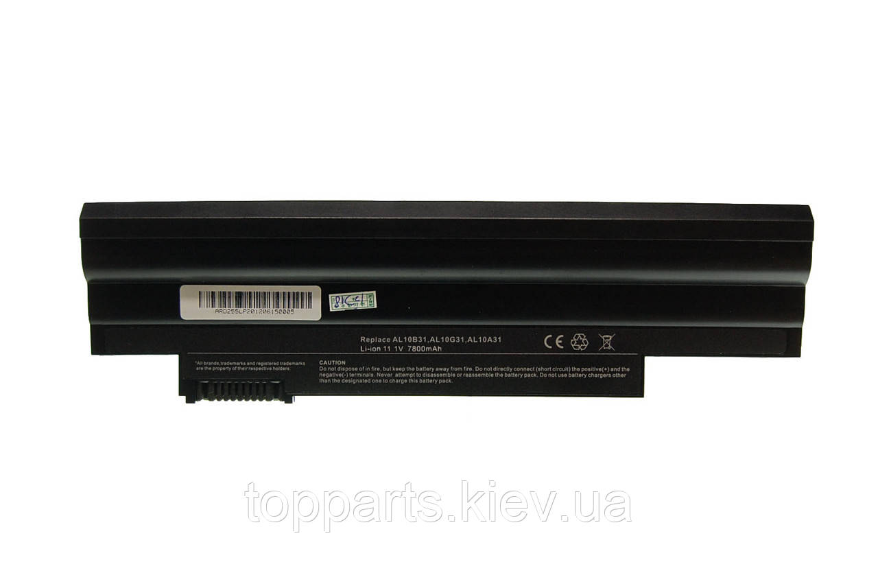 Батарея для ноутбука Acer AL10A31, 7800mAh, 9cell, 11.1V, Li-ion, чорна,