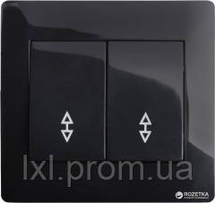 1105 LXL OSCAR чорний глянець Вимикач прохідний подвiйний (з рамкою)