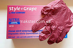 Рукавички нітрилові бордові без пудри Ampri Style Grape 100 шт, фото 4