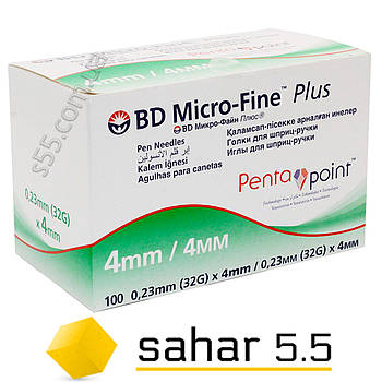 Голки інсулінові Мікрофайн 4мм, BD Micro-fine Plus 32G-100шт.