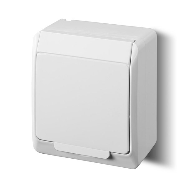 Розетка з кришкою Elektro-Plast Hermes IP44 c з/до 16А біла з кришкою, фото 1
