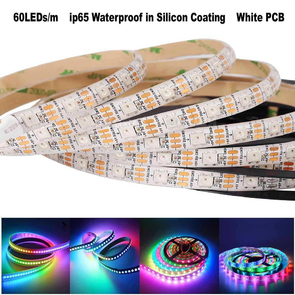 Адресна світлодіодна стрічка LEDTech 5v WS2812B 60led/mip65 smart pixel strip