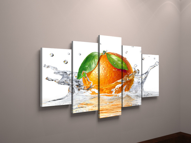 Модульна фотокартина для кухні фрукти апельсин полотно 5 модулів