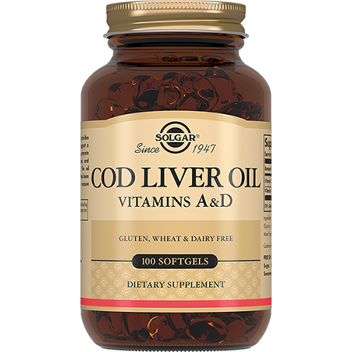 Вітамін А і Д з печінки тріски, Vitamin A D, Solgar, 100 капсул
