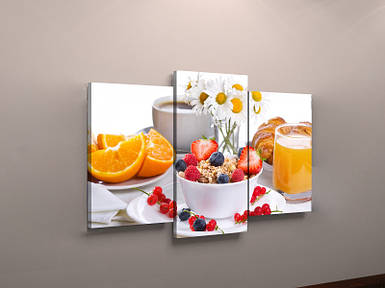 Фото картина модульна для кухні фотокартина фрукти апельсини, полуниця натюрморт полотно