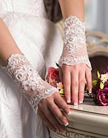 Весільні рукавички невсти (Арт.П-к-6) білі, айворі/крем