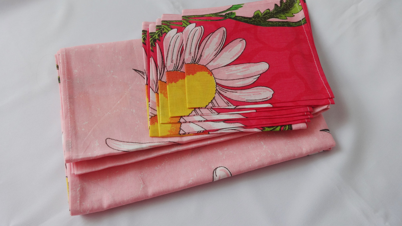 Комплект столовий 130 х 220 + 6 серветок — бязь, фото 1