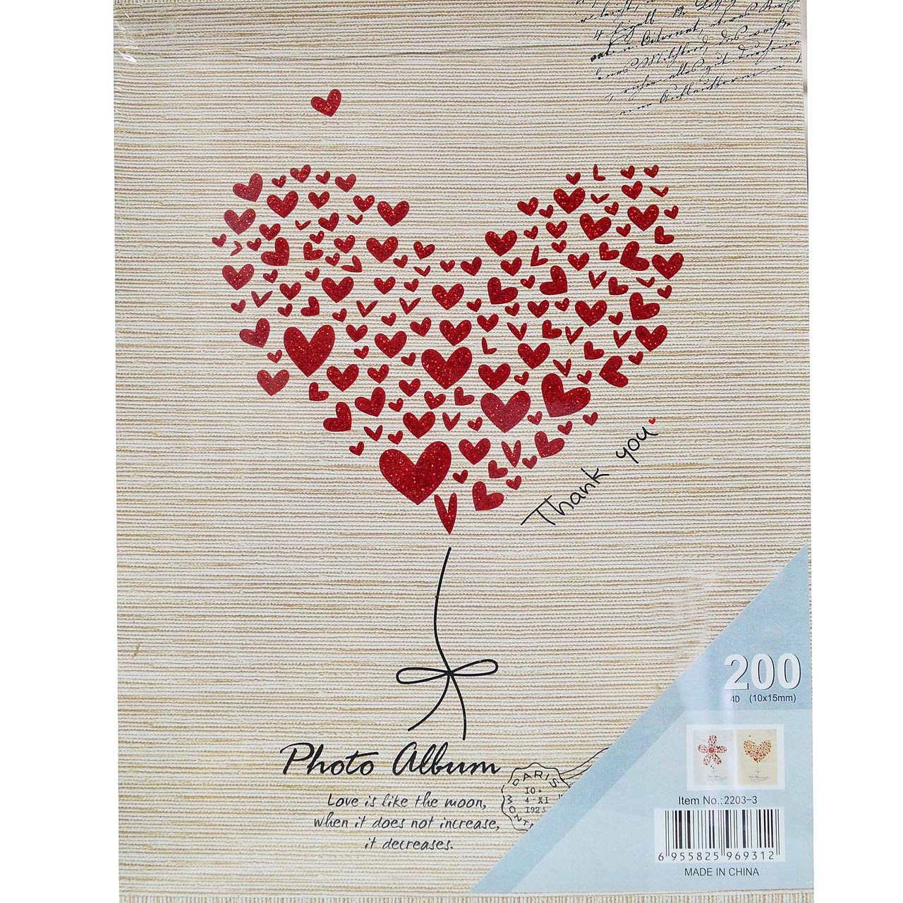 Фотоальбом "LOVE - серце" 200/10х15см. (Місце для запису, подарункова коробка)