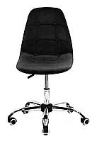 Офисное кресло на колесиках с бархатной обивкой черного цвета Alex Office Onder Mebli В-4