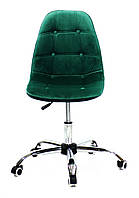 Офисное кресло на колесиках с бархатной обивкой зеленого цвета Alex Office Onder Mebli В-5