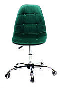 Стілець офісний м'який на коліщатках регульований Alex Office Onder Mebli оксамит ,колір зелений-5